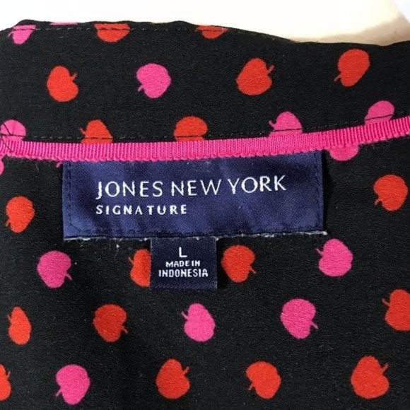 Jones New York L apple print shirt black pink red - Picture 4 of 5